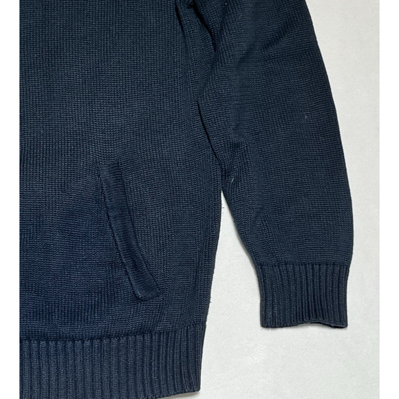 LL Bean Cardigan Sweater Mens Large Navy Blue Full Zip Mock Neck Classic - Picture 3 of 9